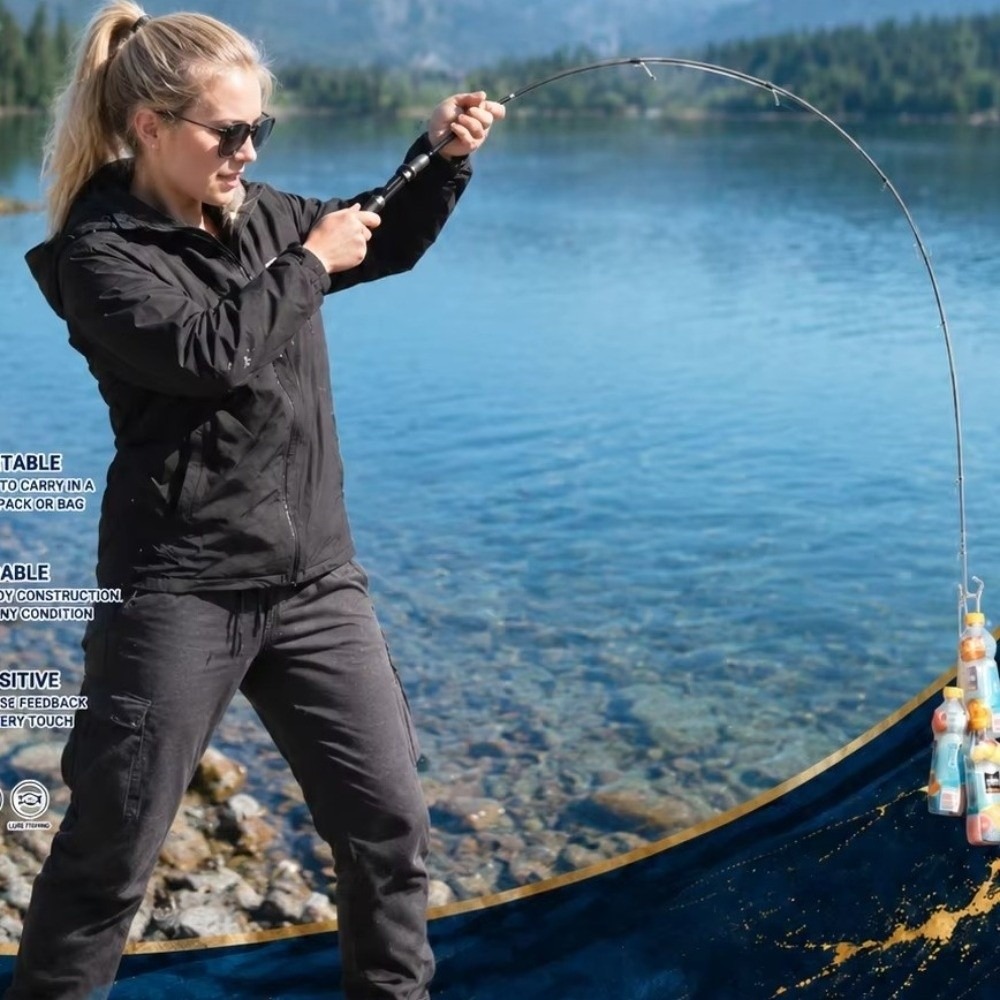 Ice Fishing Reel - คันเบ็ดตกปลาแบบยืดหดได้ขนาดสั้นพิเศษ ชุดคันเบ็ดตกปลาแบบพกพาทำจากไฟเบอร์กลาส ชุดคันเบ็ด UL คาร์บอนครบชุด พร้อมรอกตกปลาแบบสปินแคสต์