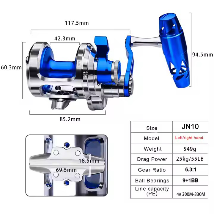 รอกตกปลาโลหะทั้งหมด 9+1BB CNC  - Trolling Reel บทวิจารณ์และราคา
